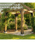 Gazebo supported by Eight Piece Post Base Pergola Bracket Kit Inner Size 3.5 Inch By 3.5 Inch Heavy Duty Black Powder Coated Steel 2.0 Mm Thick