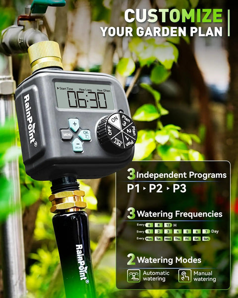 Sprinkler Timer With 3 Independent Programs Waterproof Hose Timer Brass Inlet Rain Delay Manual And Automatic System