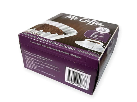 Four Cup Coffee Filters, 100 Count For JR-4 Coffee Maker, Fits 4 Cup Machines, Made In USA Box displayed on a white surface