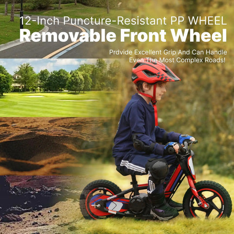 Electric Dirt Bike For Kids 3 To 6, 170W Mini Moto With Lightweight Aluminum Frame, 24V Detachable Battery, Dual Power Modes, 12 Inch Knobby Tires, Rugged Outdoor Fun For Backyard Adventures And Neighborhood Treks, child riding on grass