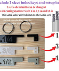 Box Joint Jig For Router Table With 3 Size Index Keys 1/4, 3/8, 1/2 Inch, clear acrylic setup bars, locking rings, end mills