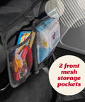 Waterproof Car Seat Cover Set, 2 Pack, Non Slip Protector With Mesh Pocket Organizer, Universal Fit, showing storage pockets
