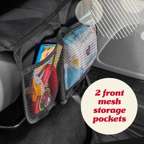 Waterproof Car Seat Cover Set, 2 Pack, Non Slip Protector With Mesh Pocket Organizer, Universal Fit, showing storage pockets