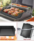17 By 13 Inch Cast Iron Griddle For Gas Grills And Stovetops with food grilling, heavy duty and even heating for outdoor cooking
