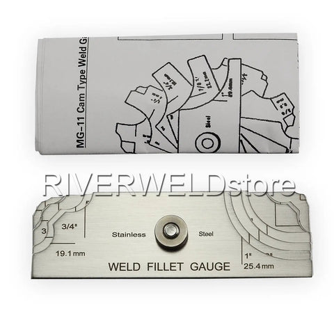 7 Piece Fillet Weld Gauge Set For Checking Fillet Leg And Throat Size Stainless Steel Metric And Inch Markings On Both Sides