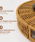 Close-up of Go To 12 Inch Rattan Lazy Susan Organizer Rotating Serving Tray With Handles showing details and features.
