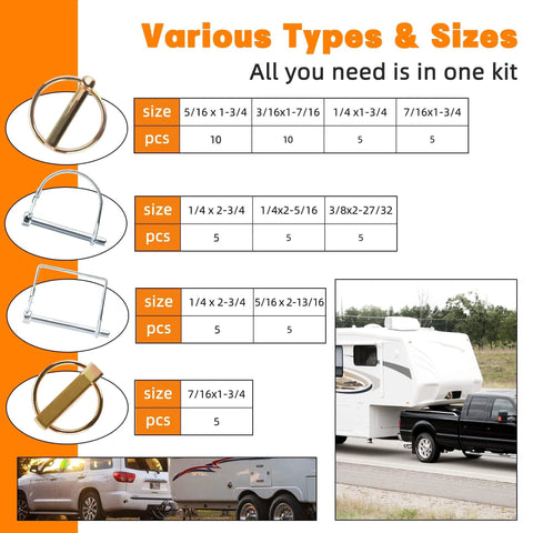 360 Piece Heavy Duty Pin Kit For Trailers Tractors Trucks Mowers And Farm Equipment with various pin types and sizes shown
