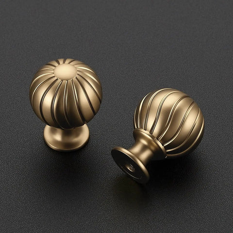 Champagne Bronze Cabinet Knobs 2 Pack Round Drawer Knobs For Dresser Kitchen Cabinets Bathroom Vanity Closet Doors 1 Inch Single Hole Hardware With Raised Fluted Grooves Vintage Style