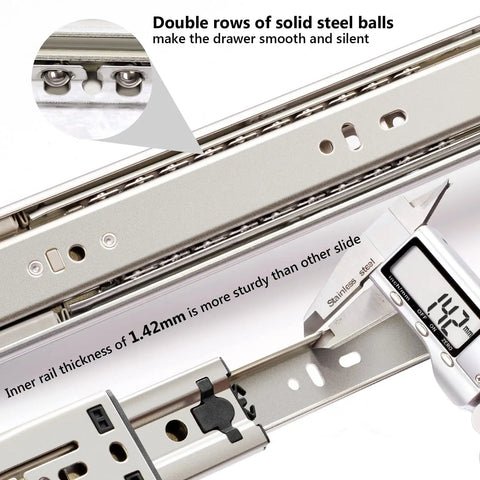 16 Inch Soft Close Drawer Slides With Ball Bearing Full Extension For Cabinets Heavy Duty 150Lb Per Pair Smooth Glide