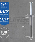 1/4 Inch By 1-1/2 Inch Stainless Hammer Drive Nail In Concrete Anchor With 304 Stainless Steel Nail, Mushroom Head Anchor