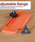 Rock Solid Table Saw Featherboard Replacement For 71553 Fence Keeps Timber Dead Nuts Secure Pack Of 2 Orange Polymer Workpiece Clamp Mounts With Height Adjustment Knobs and Hex Hardware showing adjustable height knob.