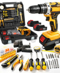 Rugged 21V Cordless Drill Kit Featuring Rechargeable Batteries And Quick Release Keyless Chuck For No Sweat Furniture Assembly And Serious Home Repair Hustle with tools and accessories.