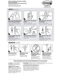 Instruction sheet for Medium Refill Replacement Strips for damage-free hanging, showing application and removal steps.