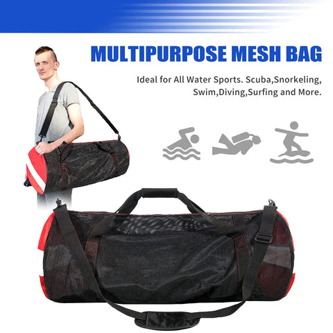 Oversized Mesh Duffle Bag For Diving And Beach Gear, Monster 100L Capacity, with padded removable shoulder strap and wrap handle