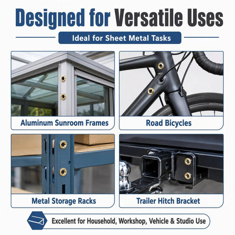 Mandrel Replacement Kit For M3 To M12 Rivet Nuts With Seven Mandrels And Seventy Press-In Nuts, Ideal For Thin-Walled Sheet Metal, Aluminum Tubing, And Plastic Fastening, Delivers Precise Permanent Threads. Rivet nut kit for sheet metal, bicycle frame, rack, and hitch use