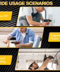 Collage of people using One Eighth Inch Titanium Drill Bits Set HSS Metal Jobber Length Twist Drill Bits for various projects