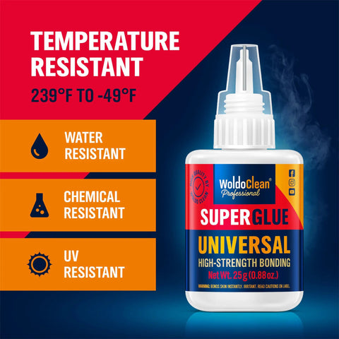 All Purpose Super Glue 25g Quick Drying Clear Adhesive For Metal Plastic Wood Ceramic Glass Repairs with resistance features in image