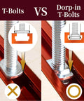 Comparison of T-Bolts and Drop-In T-Slot Bolts for T-Track Aluminum Jigs and Fixtures