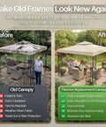 12x12 Ft Gazebo Replacement Canopy Top Double Tier Roof With UV30 Protection Water Dirt Resistant For Outdoor Use Sun Shade