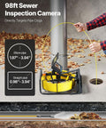 Pro Grade Sewer Camera With Crisp 4.3 Inch Screen And 98 Foot Cable for targeting clogs with yellow cable in a drainage system.