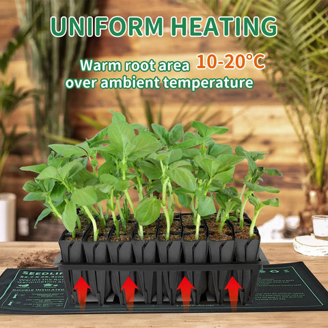 Six Pack Seedling Heat Mats Durable Waterproof Plant Heating Pads 10 X 20.75 Inches Each For Germination Indoor Gardening Greenhouse Seed Starting And Early Growth
