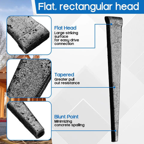 25 Pack Of Totally Rock Solid Three Inch Hardened Cut Masonry Nails With Classic Rose Heads To Hold Tight On Concrete Brick Walls Or Standard Wood Strip Applications