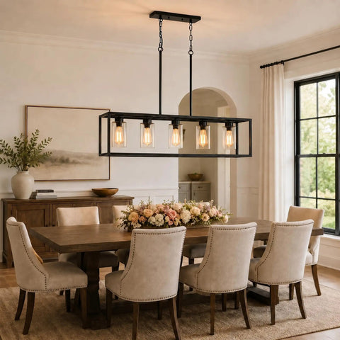 Dope 3 Light Dining Room Fixture With Modern Farmhouse Vibe Linear Rectangular Kitchen Island Lighting over dining table