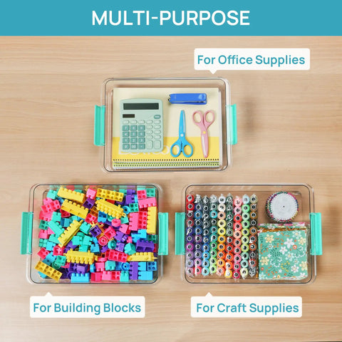 4 Pack 6 Qt Clear Plastic Storage Bins With Tight Fit Lids For Sensory Bin Play And General Home Organization Pretty Darn Handy Multi Purpose Flat Totes That Stack Smoothly For Your Daily Needs