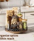 9 Inch Lazy Susan Turntable Organizer For Tabletop And Cabinet Round Rustic Wooden Tray for coffee table kitchen countertop with spices