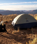 Late Start 2P Backpacking Tent for Two People set up in a scenic outdoor landscape, showcasing durable 68D fabric and aluminum poles.