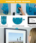 All In One Picture Hanging Kit With Level Tool And Sawtooth And Wire Hangers, Wall Mount Kit In Durable Hardware Case in use for precise picture hanging steps.