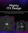 Dimensions of V850 SFX Gold 850W Fully Modular ITX Power Supply for Small Form Factor Builds, 80 Plus Gold Certified