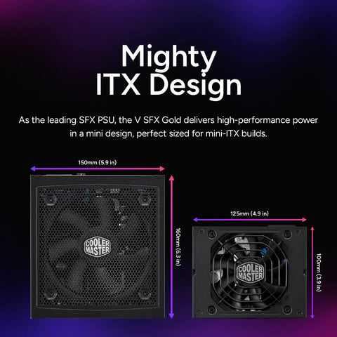 Dimensions of V850 SFX Gold 850W Fully Modular ITX Power Supply for Small Form Factor Builds, 80 Plus Gold Certified