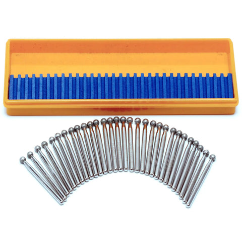 30 Piece Ball Shape Diamond Burr Set For Rotary Tools, Pro Grade Diamond Grinding Burs with orange case and blue liner