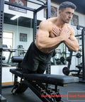 Man using Nordic Leg Roller for Rack Mounted Pro Grade Home Gym, Bulgarian Split Squat Accessory and Nordic Hamstring Curl Attachment