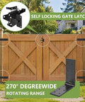 Heavy Duty Gate Hinge And Self Locking Latch Set For Wood Fence Two Pack Auto Lock Gravity Latch Keeps Gate Secure In Windy Weather No Manual Latching Required, wood gate install