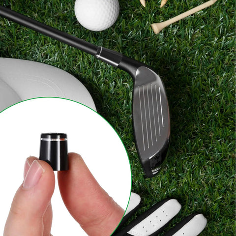 12 Pack Black Golf Ferrules For Irons 0.355 Inch Ferrule Tips With Silver Ring Sleeve Adapter Durable Plastic Shaft Ferrule Set