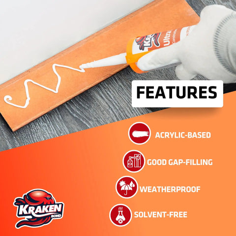 Applying White Heavy Duty Construction Adhesive 12 Pack With Fast Cure And Strong Grab For Tile Wall Panels Marble And Granite