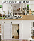 Black Aluminum Bifold Mirror Door For 60x80 Opening, Preassembled With Hardware Kit, Indoor Bi Fold Barn Door For Bedroom And Closet, Explosion Proof Mirror, Durable Aluminum Frame displayed in modern living room