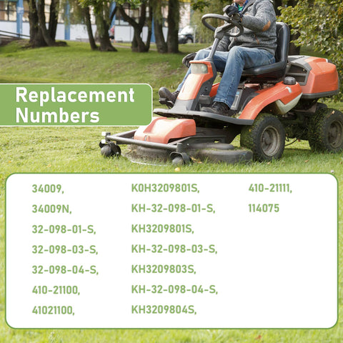 Lawn tractor with text showing replacement numbers for Beefed Up Replacement Starter For 20-27HP Engines In 7000 Series