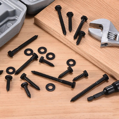 Beefy Heavy Duty Stainless Steel 304 Hex Head Lag Screws Kit, 5/16 X 1-1/2 Inch, Washer And Driver Bit Included
