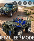 Hands On 283 Piece Metal Construction Kit For Builders Ages 8 To 12 With Erector Style Mechanics showcasing Jeep model in desert