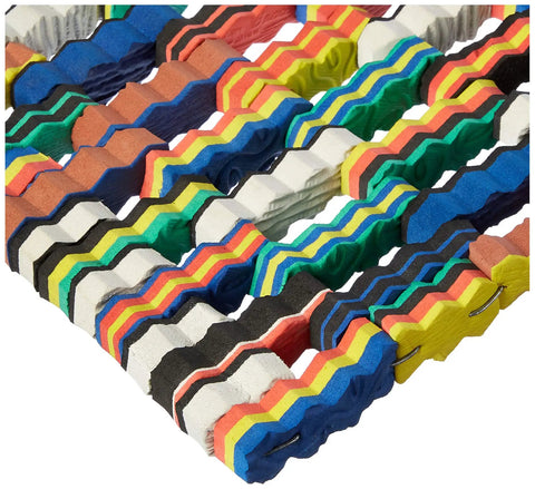 Colorful Recycled Foam Flip Flop Door Mat Multicolor 20 Inch By 48 Inch Handmade Front Door Mat Adds Fun Vibe Easy To Clean Durable And One Of A Kind For Any Entrance showing close-up of zigzag pattern.
