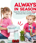 Countertop Shaved Ice Maker Whip Up Fresh Snow Cones And Frosty Slushies Quick Like That, aqua machine with kids preparing treats.