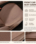 Breathable Car Seat Cushion Pad With Non Slip PU Surface For Mini Cooper SE Convertible And SUVs in light brown color, revealing perforated design.