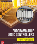 Cover of Programmable Logic Controllers 6th Edition by Frank Petruzella, featuring industrial automation imagery.