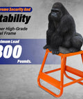 Heavy Duty Center Stand For Dirt Bikes And Powersports With Non Slip Pad Mini Bike Stand And Hoist Table For Dirt Bike Maintenance Supports Up To 800 Lbs Ideal For Garage Or Shop in orange with gorilla illustration, maximum load 800 lbs, steel frame.