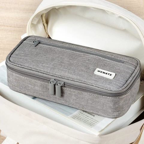 Go To Large Capacity Canvas Pencil Case With Zipper For Women And Men Big Storage Pencil Pouch Portable Organizer on bag