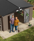 12 By 10 Ft Outdoor Metal Storage Shed For Backyard And Patio, Heavy Duty Garden Shed With Reinforced Side Walls and Tools