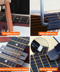 All-In-One 106-Piece Guitar Tool Kit With Capo, Strings, Picks, Bridge Pins, showing grinding stone, Allen wrenches, fret protector, string spreader.